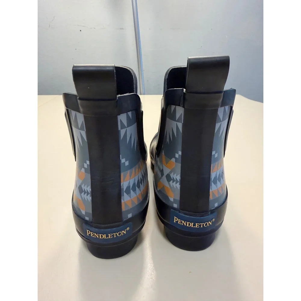 Pendleton Women Black Harding Ankle Rain Boots Rubber Chelsea Waterproof Size 5